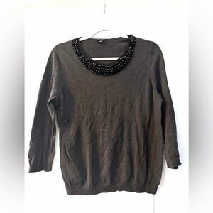 Ann Taylor Elegant gray Beaded Top